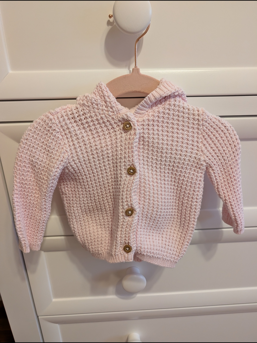 Carter's Pink Knit Hooded Baby Cardigan In Size 3 Months And 9 Months